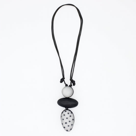 Black Midori Polka Dot Statement Pendant