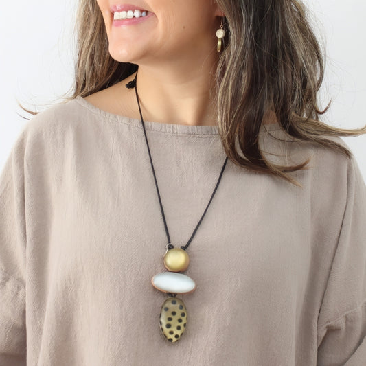 Gold Midori Polka Dot Statement Pendant