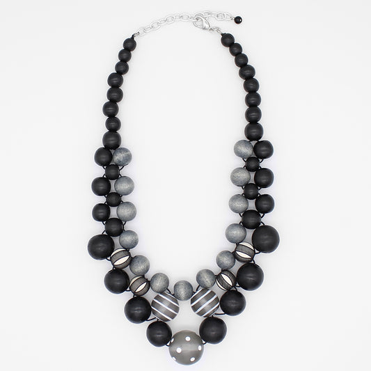 Black and Gray Reiko Statement Necklace - Sylca Designs - Chunky Jewelry 
