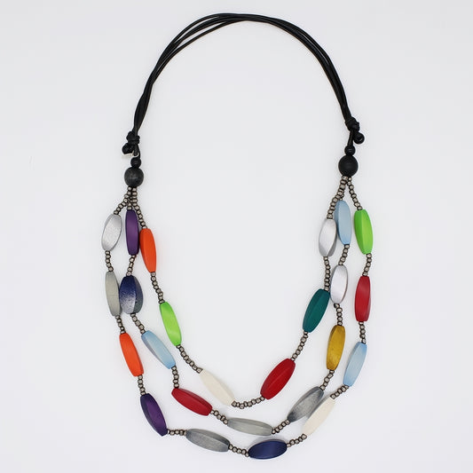 Classic Multicolor Sawyer Triple Strand Necklace - Sylca Designs - Chunky Jewelry 