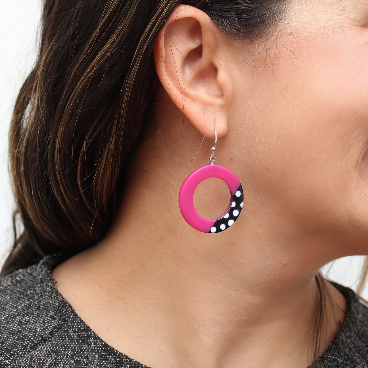 Fuchsia Inez Earrings - Sylca Designs - Artsy Chunky Jewelry 