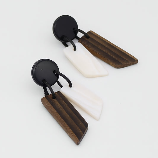 Wood and Shell Inlay Aurora Earrings