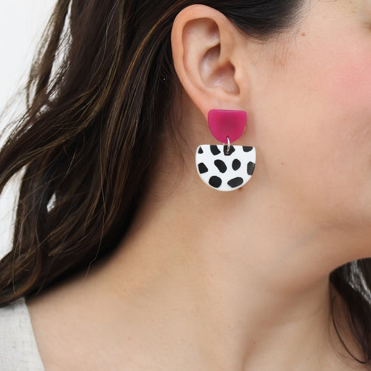 Fuchsia Cleo Dot Earrings