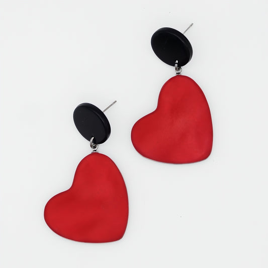 Red Frosted Heartstrings Earring