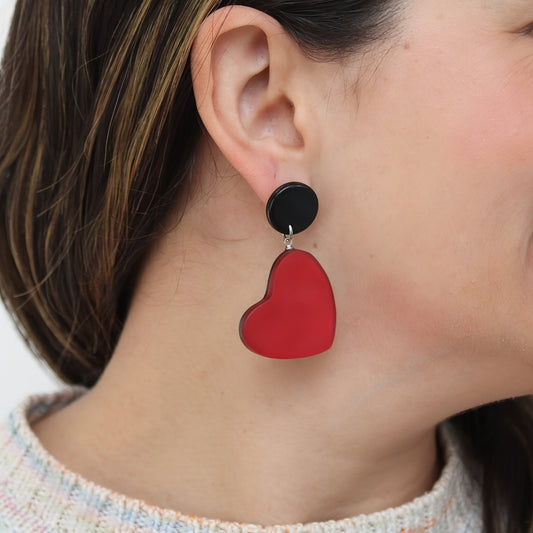 Red Frosted Heartstrings Earring