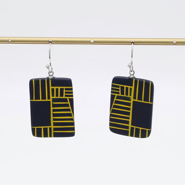 Navy Geovibe Drop Earring