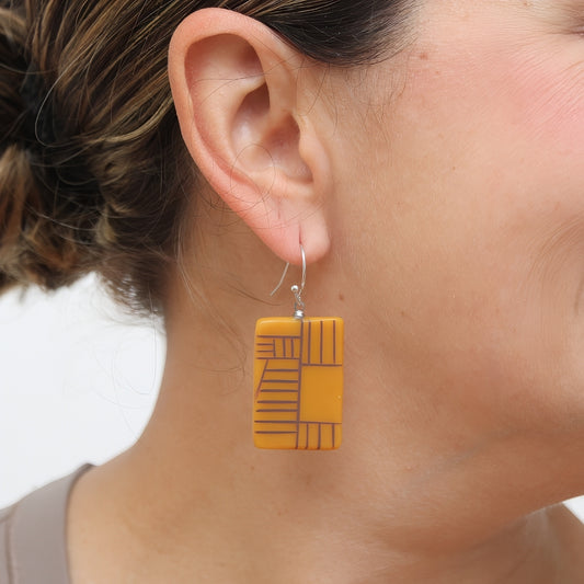 Mustard Geovibe Drop Earring