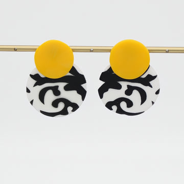 Yellow, Black and White Lola Statement Earrings