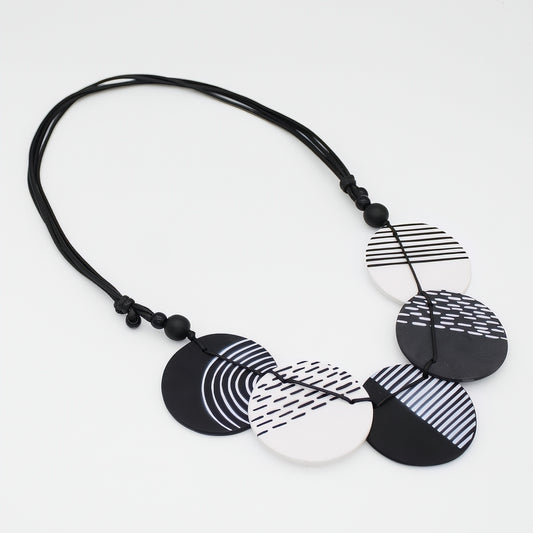 Black Harlowe Round Disc Necklace