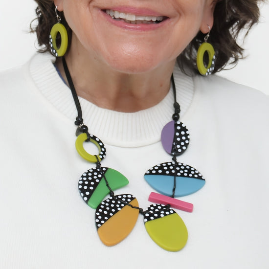 Multi-Color Polka Dot Inez Necklace - Sylca Designs - Chunky Jewelry 