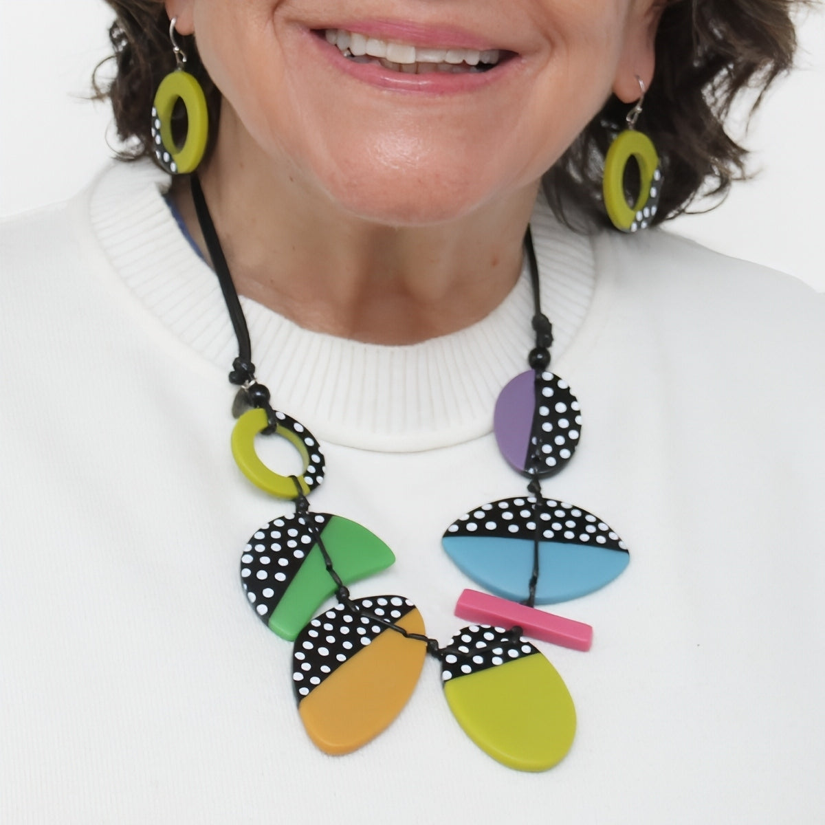 Multi-Color Polka Dot Inez Necklace - Sylca Designs - Chunky Jewelry 