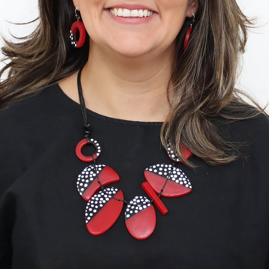 Red Polka Dot Inez Necklace