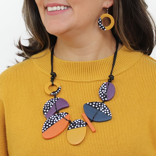 Warm Multi Polka Dot Inez Necklace