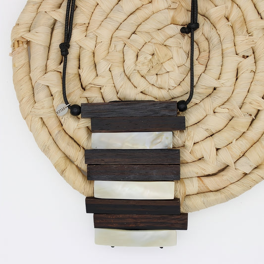 Aurora Wood and Shell Inlay Pendant