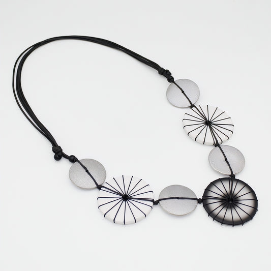 Silver Noir Threaded Statement Necklace