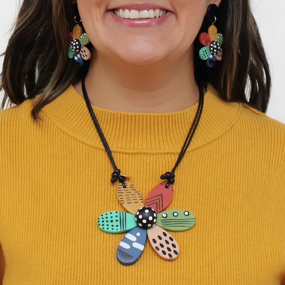 Garden of Color Flower Pendant Necklace - Sylca Designs - Chunky Jewelry 