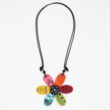 Vibrant Garden Flower Pendant Necklace