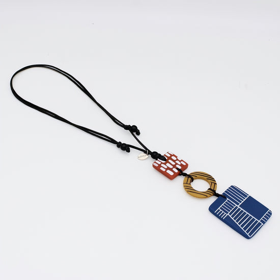 Multi Color Geovibe Pendant Necklace - Sylca Designs - Chunky Jewelry 