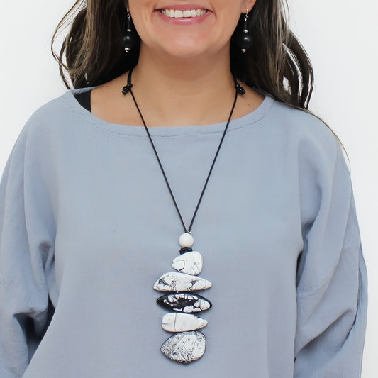 StoneStack Statement Pendant Necklace - Sylca Designs - Chunky Jewelry 