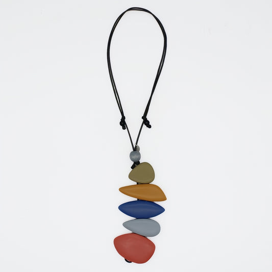 Multi Color StoneStack Statement Pendant Necklace