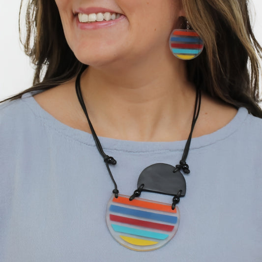 Multi-Color Contemporary Eleni Pendant - Sylca Designs - Chunky Jewelry 