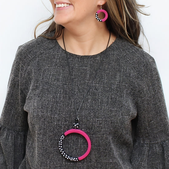 Fuchsia Inez Pendant Necklace - Sylca Designs - Chunky Jewelry 