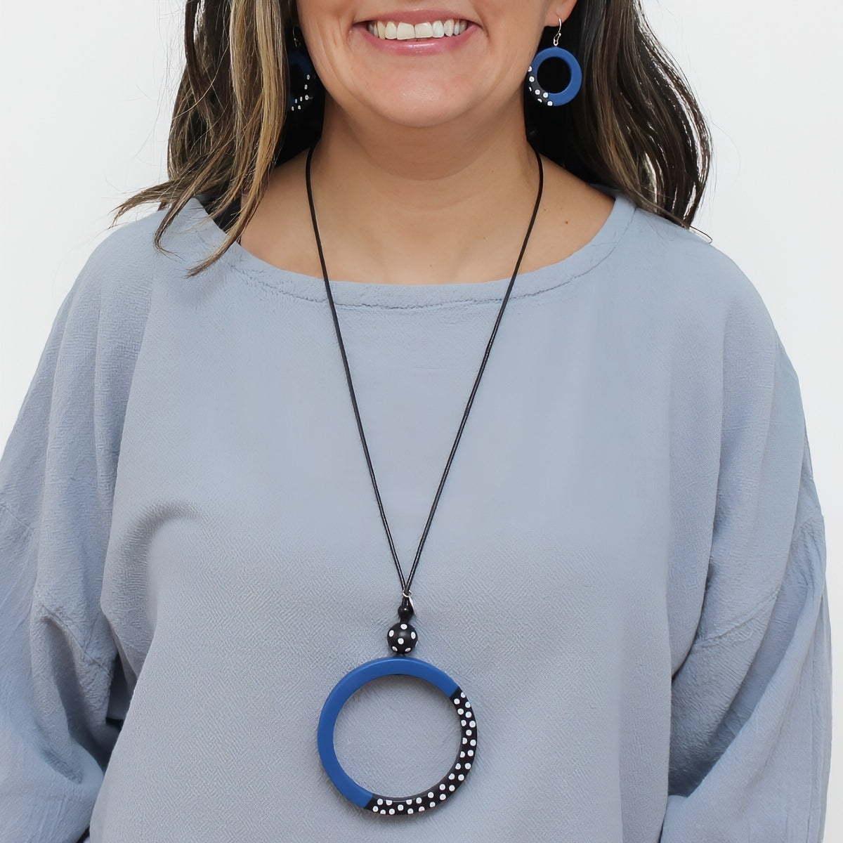 Blue Inez Pendant Necklace - Sylca Designs - Chunky Jewelry 