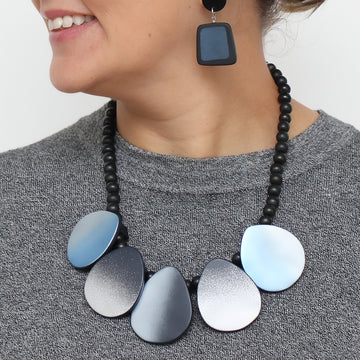 Blue Willow Brushed Bead Necklace