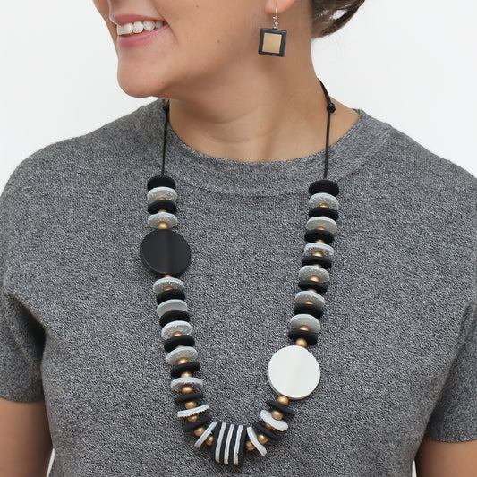 Vivid Black Leather Necklace