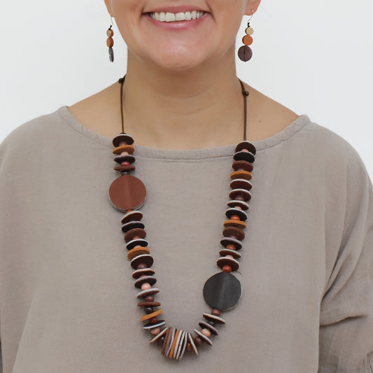 Vivid Shades of Brown Leather Necklace