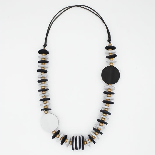 Vivid Black Leather Necklace