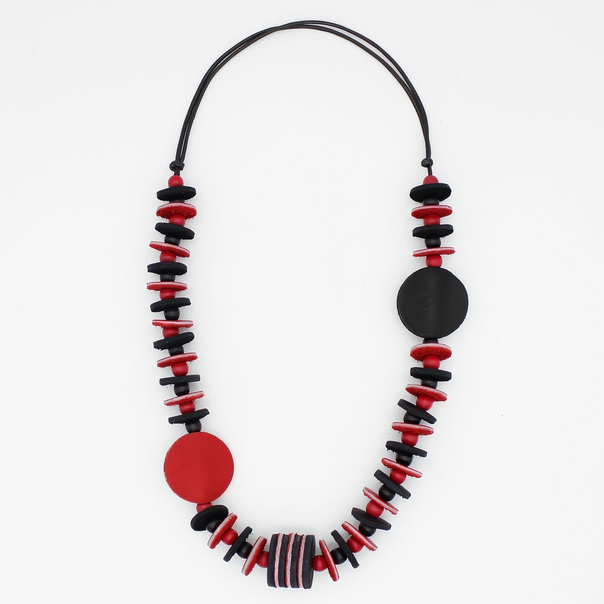 Vivid Red Leather Statement Necklace - Sylca Designs
