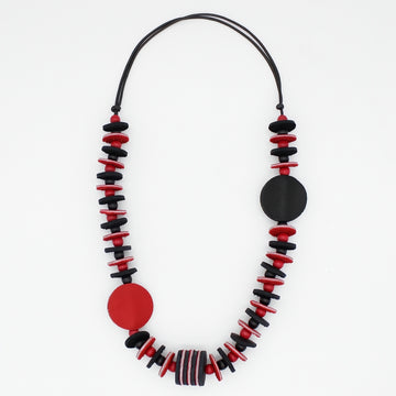 Vivid Red Leather Statement Necklace - Sylca Designs