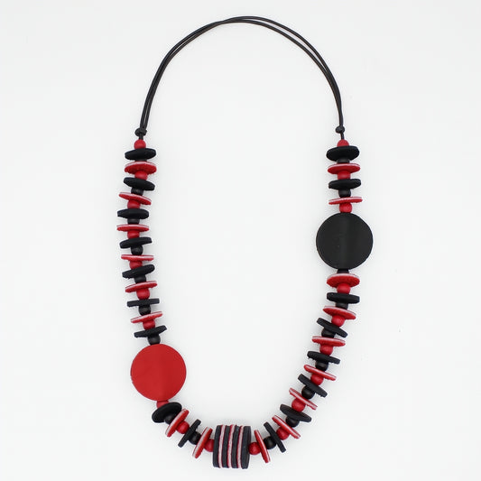 Vivid Red Leather Statement Necklace - Sylca Designs