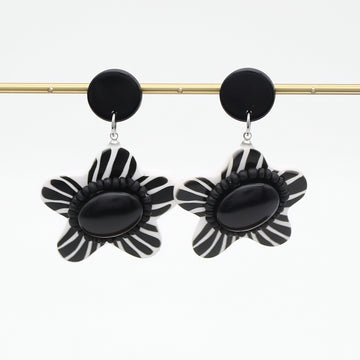 Black Blossom Daisy Earrings