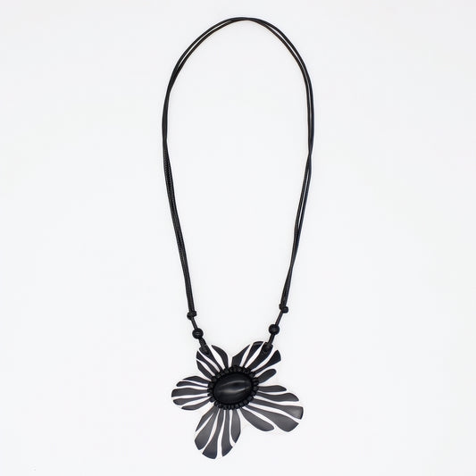 Black Bumble Blossom Daisy Pendant