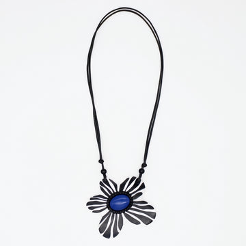 Blue Bumble Blossom Daisy Pendant