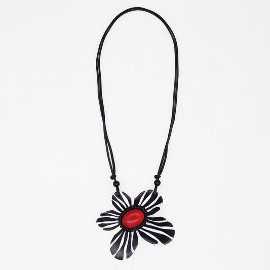 Red Bumble Blossom Daisy Pendant