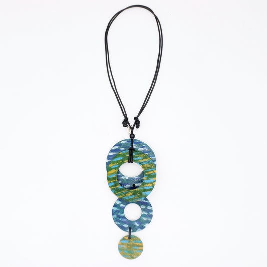 Decorative pendant with colorful design on a white background