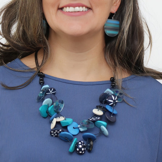 Blue Colorburst Confetti Layers Necklace