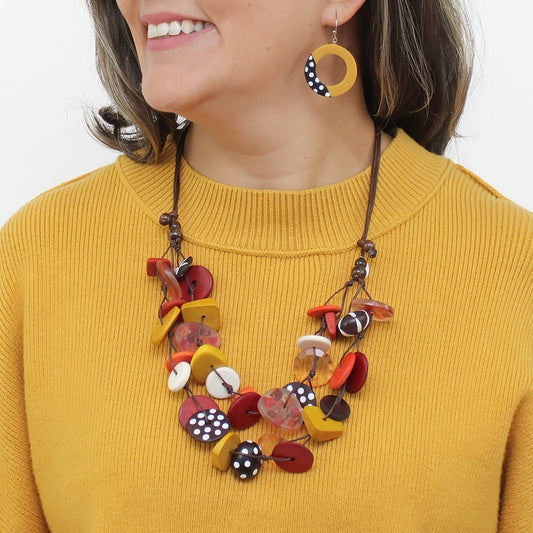 Brown Colorburst Confetti Layers Necklace
