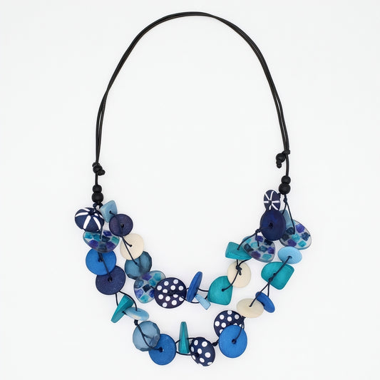 Blue Colorburst Confetti Layers Necklace