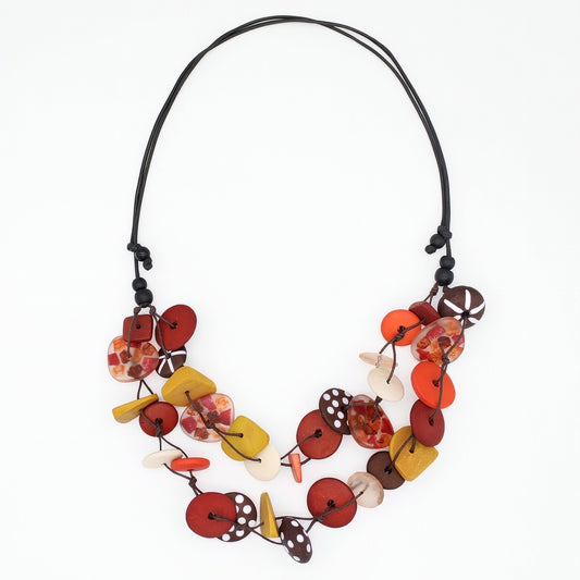 Brown Colorburst Confetti Layers Necklace