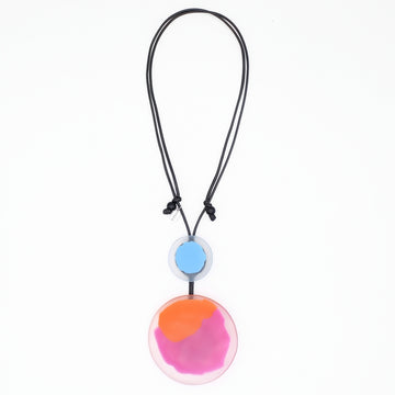 Necklace with a colorful pendant on a white background
