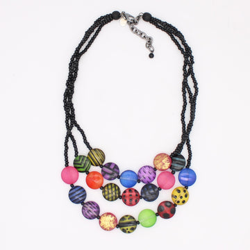 Multi Sea Stone Triple Strand Necklace