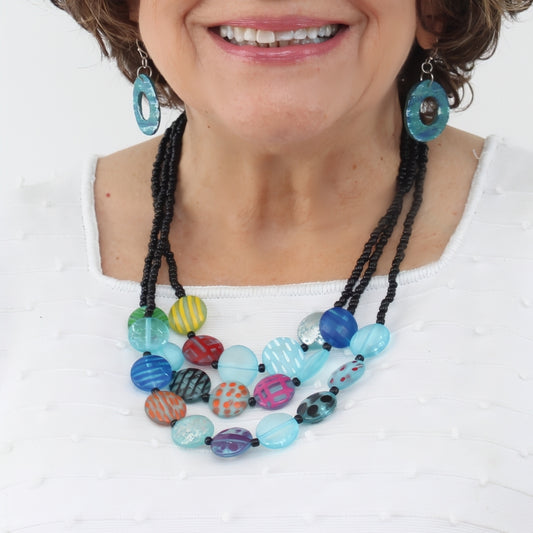 Sea Stone Triple Strand Necklace