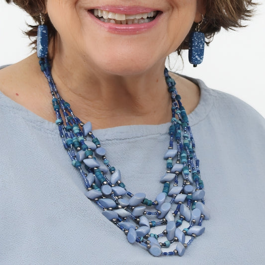 Blue Reverie Mixed Bead Necklace