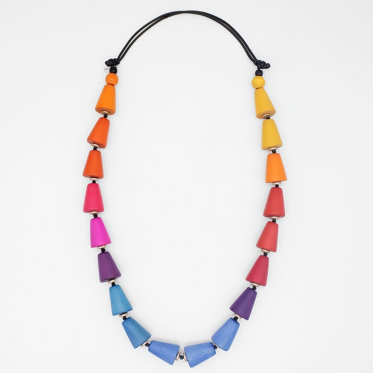 Zariah Multi Color Ombre Necklace - Rainbow Wood Bead Statement Jewelry ...