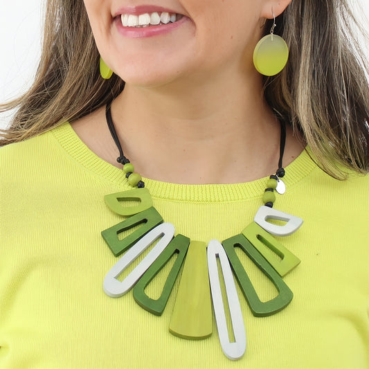 Lime Green Boho Bloom Necklace