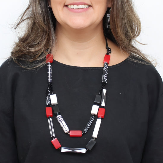 Soran Red Mixed Bead Necklace, alternate product view 2